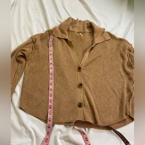 Free People Brown Ribbed Cardigan